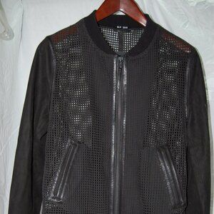$1500 L🔥 BLK DNM Men Black Suede Leather Biker Rider Riding Moto Bomber jacket